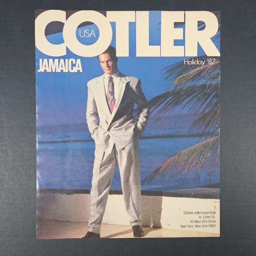 1987 H Cotler Co USA Jamaica‎ Holiday Vintage Print Ad Suit Man New York NY Shop